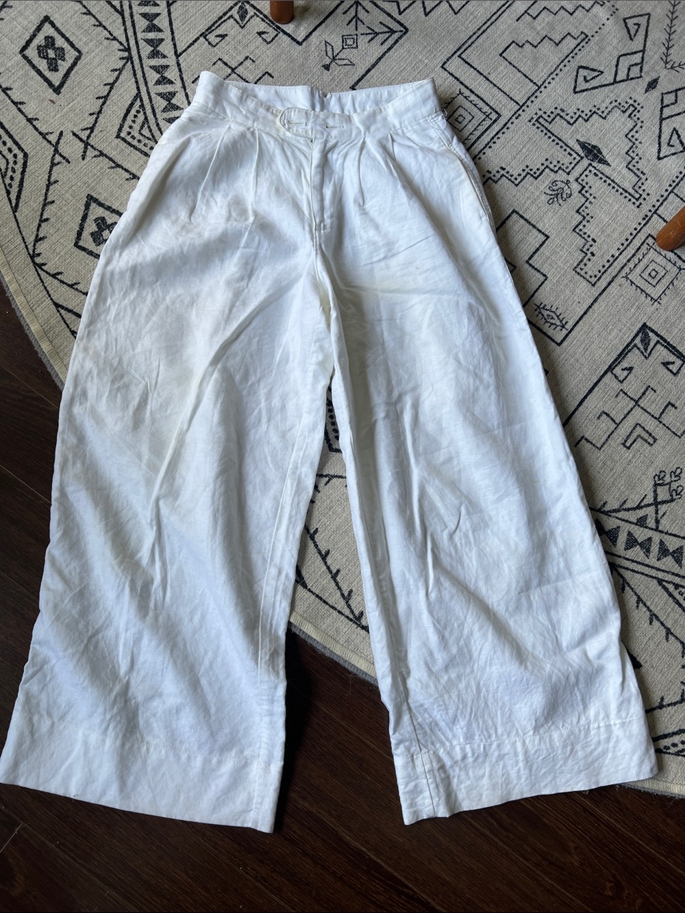 GAP White Wide-Leg Linen Blend Pants